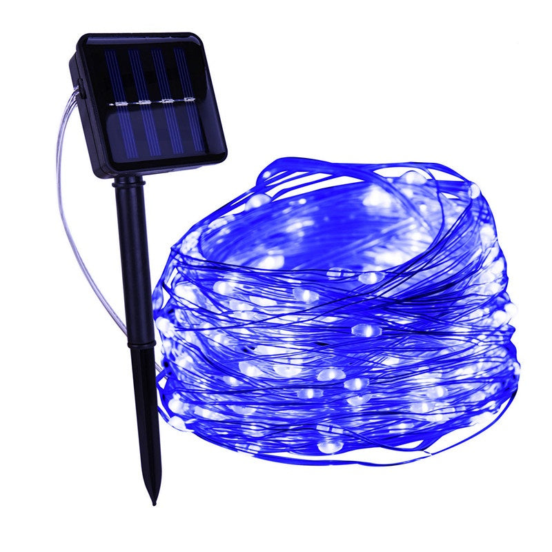 NOUVEAU RICHE Solar Lichterkette Aussen – Wasserdichte IP65 LED-Lichterkette für Garten & Balkon, 5 bis 30 m, 8 Lichtfarben – SoliGlow Blau