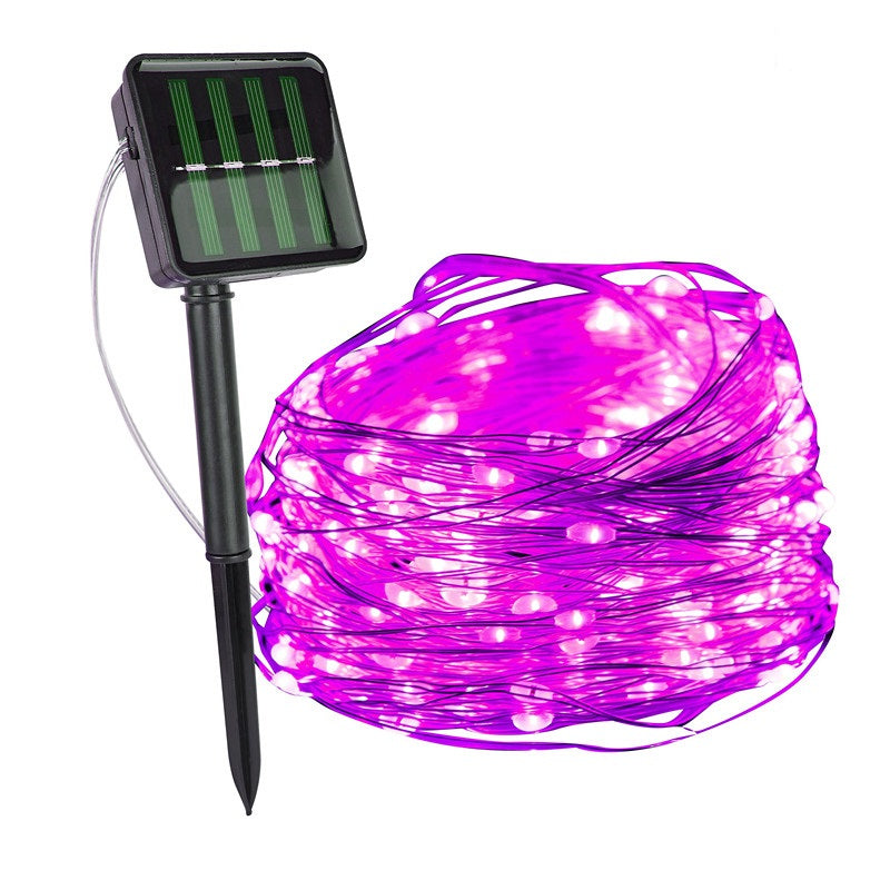 NOUVEAU RICHE Solar Lichterkette Aussen – Wasserdichte IP65 LED-Lichterkette für Garten & Balkon, 5 bis 30 m, 8 Lichtfarben – SoliGlow Pink