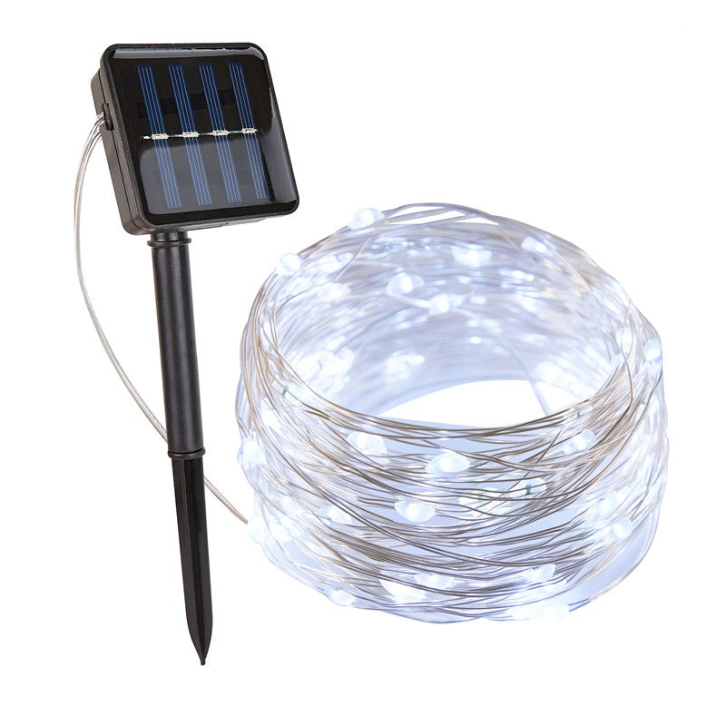 NOUVEAU RICHE Solar Lichterkette Aussen – Wasserdichte IP65 LED-Lichterkette für Garten & Balkon, 5 bis 30 m, 8 Lichtfarben – SoliGlow Weiss