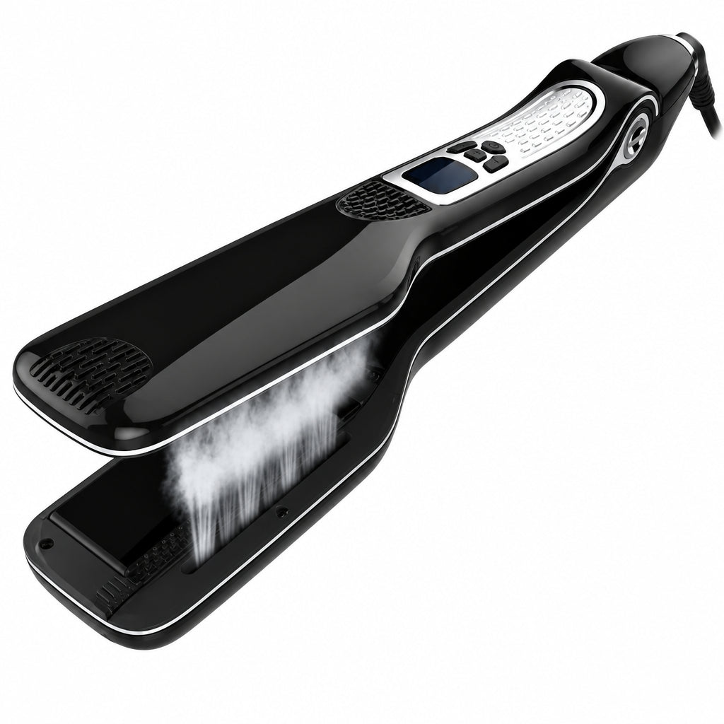 NOUVEAU RICHE Profi-Dampfglätter – Dampfglätteisen mit Keramikplatten, Einstellbar 150–230°C, LCD-Display, Abschaltautomatik – Elara Schwarz