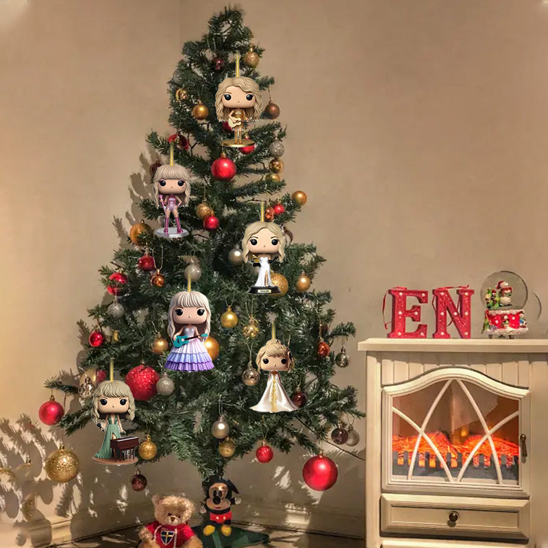 NOUVEAU RICHE Adventskalender Popstar Thema – 24 handgemachte 2D-Figuren für Christbaum oder Tasche, Weihnachtsgeschenk für Musikfans