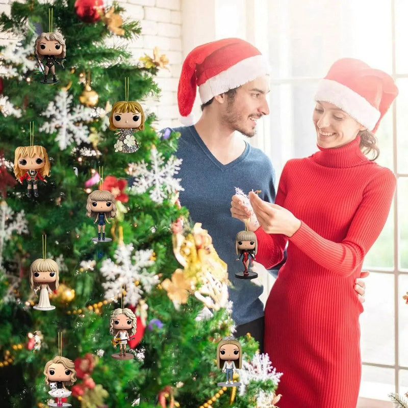 NOUVEAU RICHE Adventskalender Popstar Thema – 24 handgemachte 2D-Figuren für Christbaum oder Tasche, Weihnachtsgeschenk für Musikfans