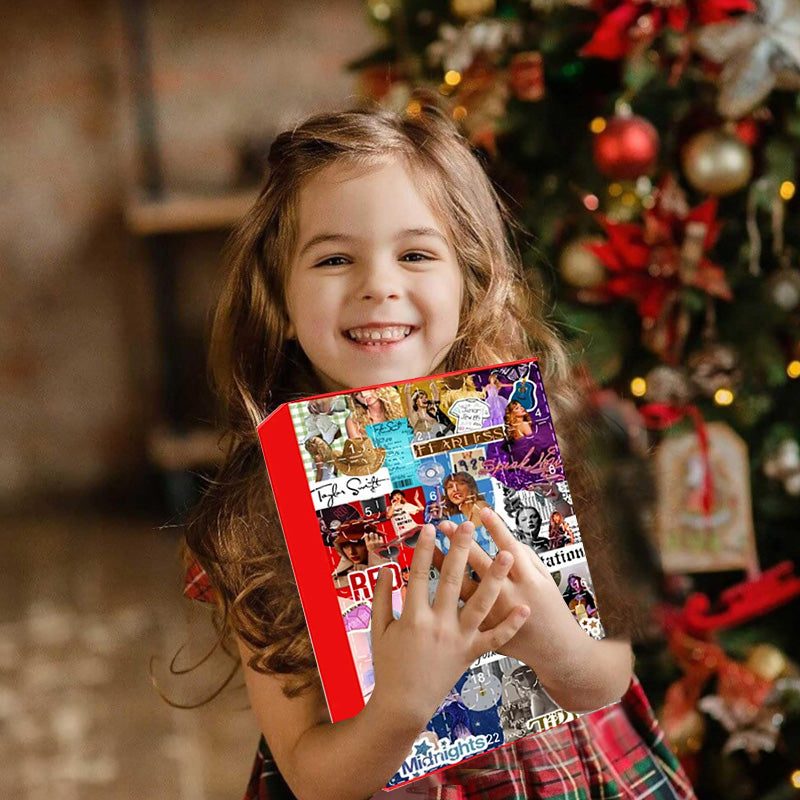 NOUVEAU RICHE Adventskalender Popstar Thema – 24 handgemachte 2D-Figuren für Christbaum oder Tasche, Weihnachtsgeschenk für Musikfans