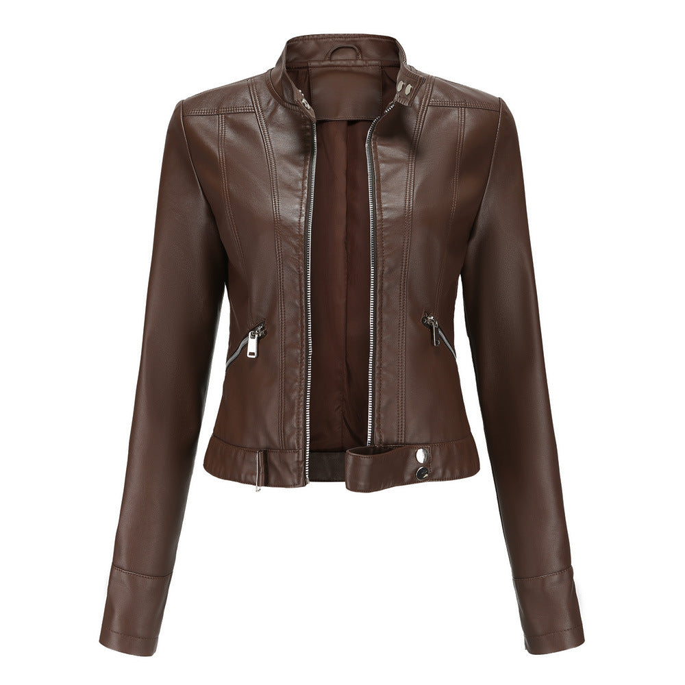NOUVEAU RICHE Elegante Lederjacke für Damen aus hochwertigem Echtleder für stilvolle Freizeit- und Abendmode Dunkelbraun