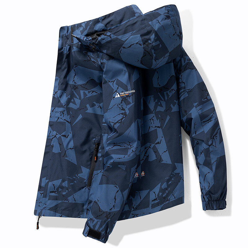 NOUVEAU RICHE Herren Stylische Skijacke Mit Kapuze Sportliches Design Blau