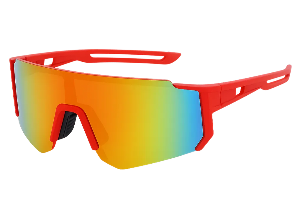 NOUVEAU RICHE Sport-Sonnenbrille Weiß Futuristisches Design Gestell Alle Sterne Rot