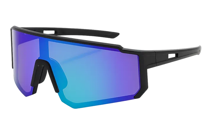 NOUVEAU RICHE Sport-Sonnenbrille Weiß Futuristisches Design Gestell Nachtgalaxie