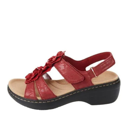NOUVEAU RICHE Sandalen Mit Keilsohle Überkreuztes Design Für Alltag Rot