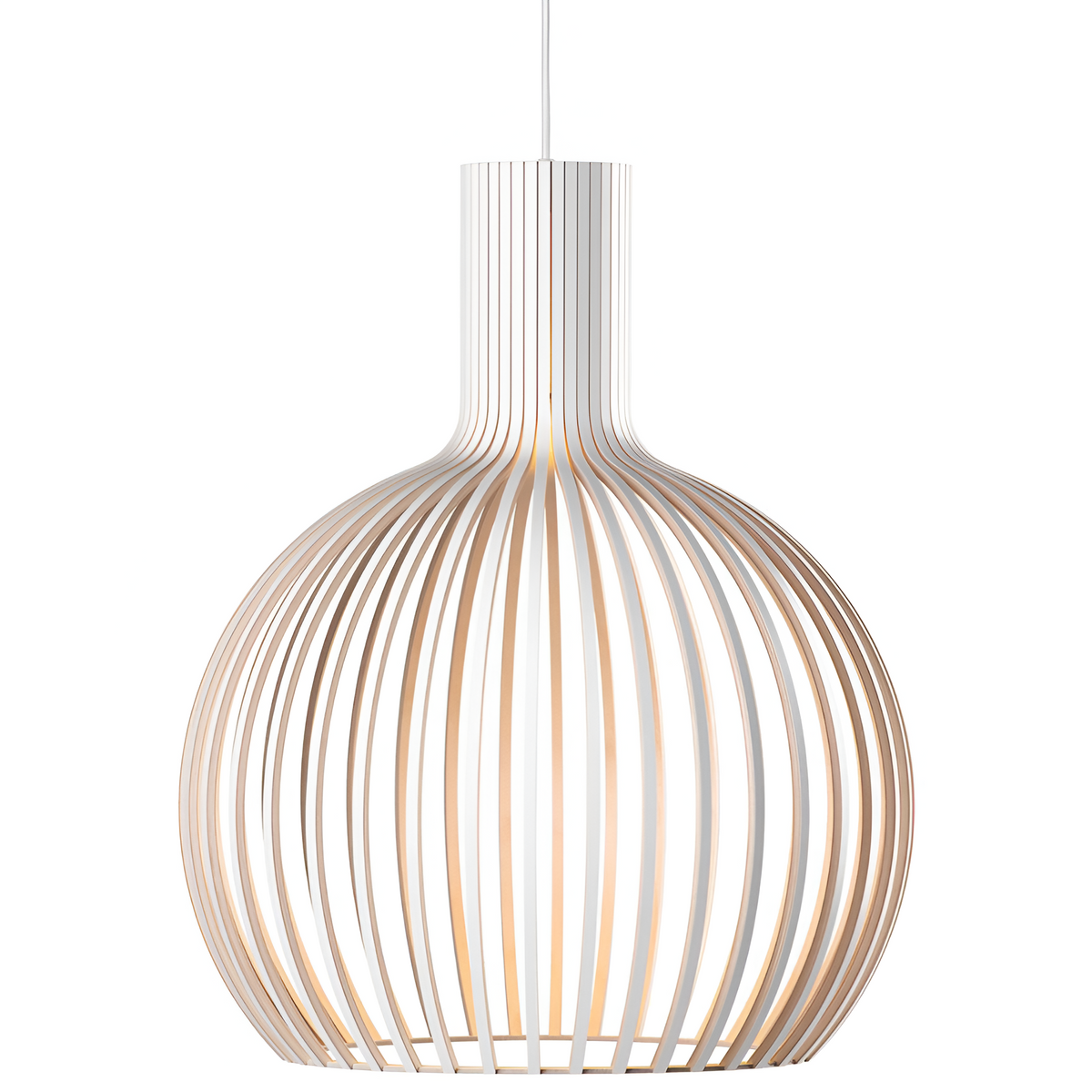 NOUVEAU RICHE Skandinavische Pendelleuchte aus Holz – Lamellen Hängelampe für den Esstisch, E27, Ø23 / Ø35 / Ø45 cm