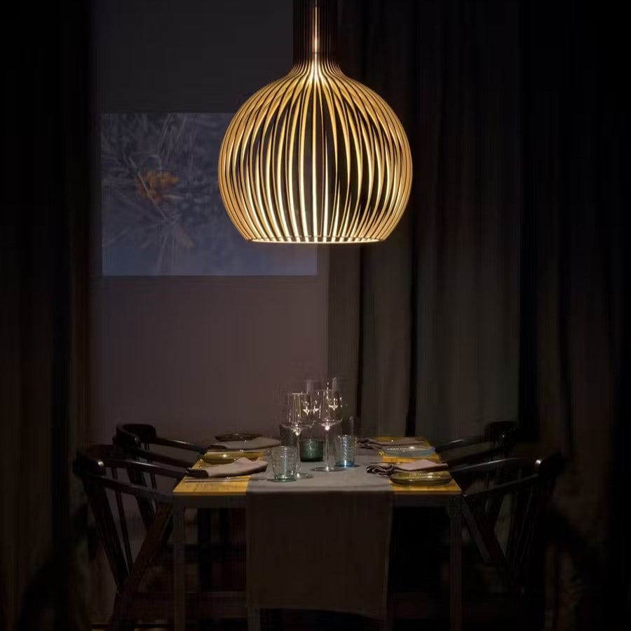 NOUVEAU RICHE Pendelleuchte aus Holz Verstellbar Vintage LED Beleuchtung