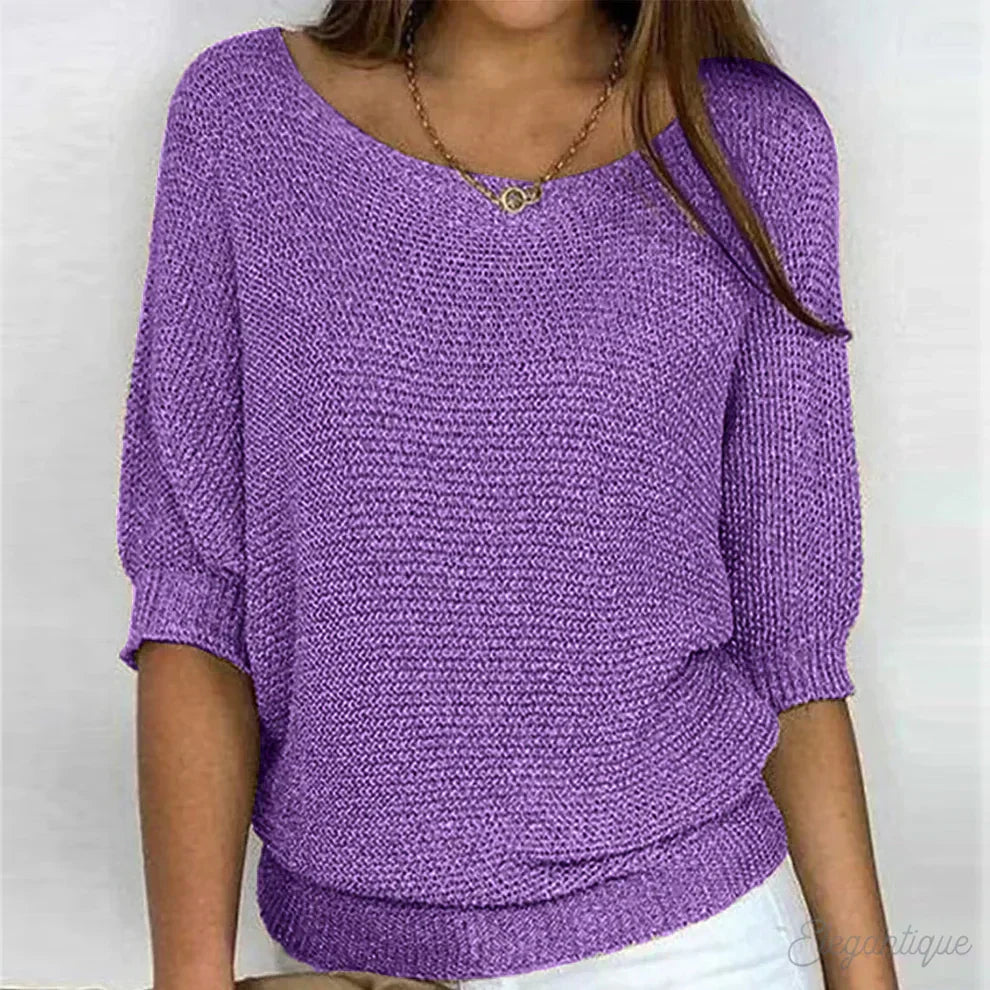 NOUVEAU RICHE Amore | Damen eleganter Strickpullover mit Strickmuster, weicher Strick Viola