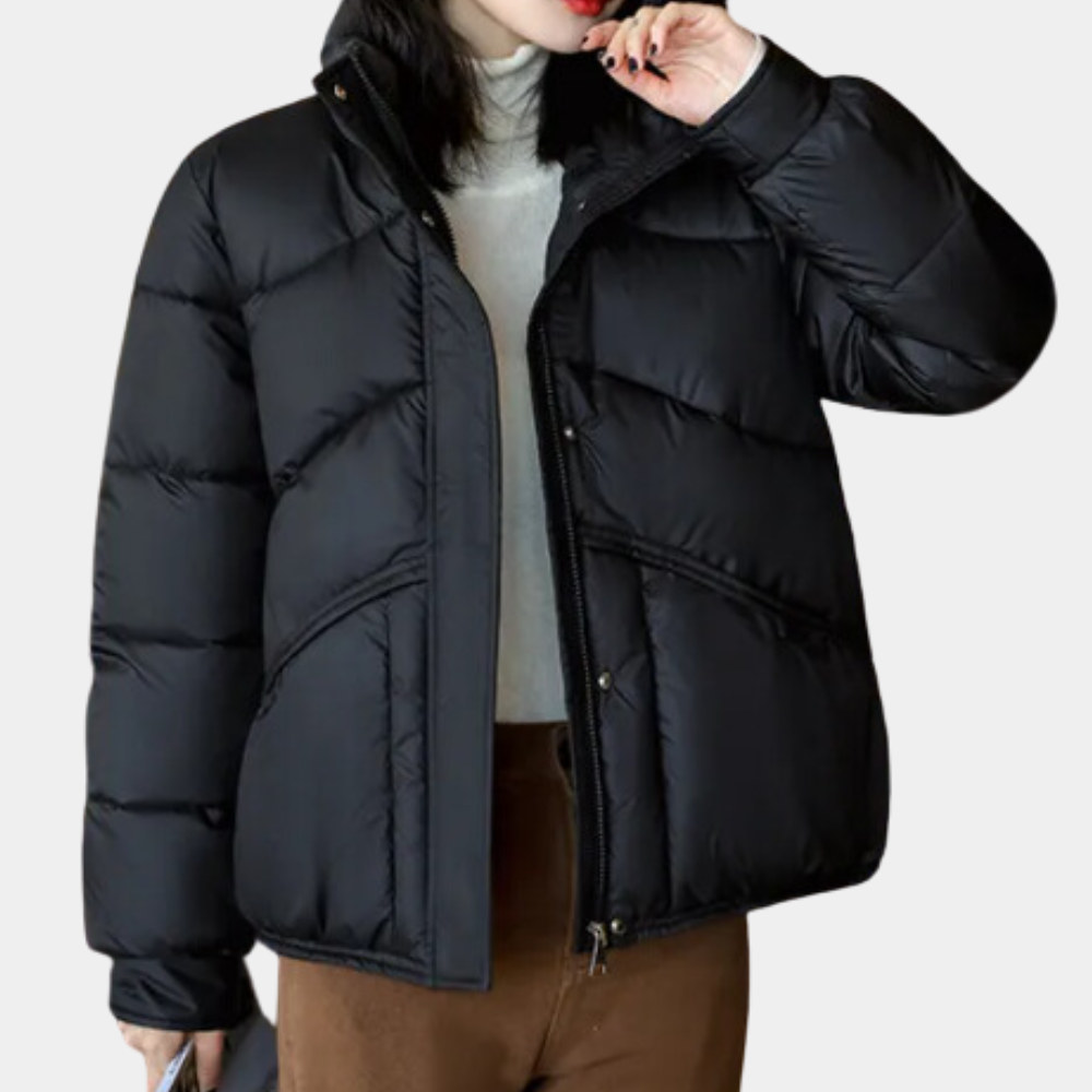 NOUVEAU RICHE Pufferjacke Damen – Warme Winterjacke im modernen Look für Alltag & Ausgang, Schwarz, XS-XL – Amore