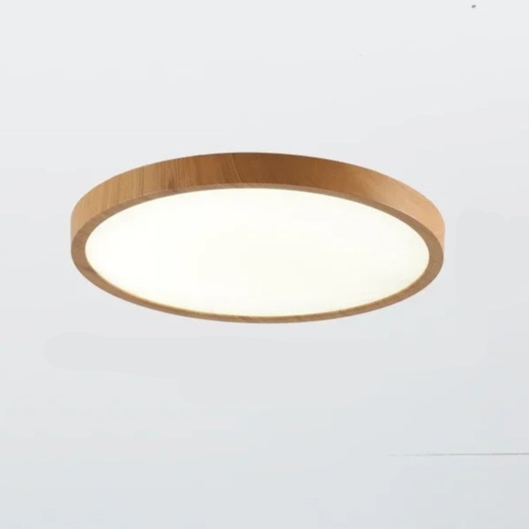 NOUVEAU RICHE Ultraflache runde Deckenleuchte aus Walnussholz – Flache LED Deckenlampe in Holzoptik, einstellbares Licht, Ø 30 oder 40 cm Holz