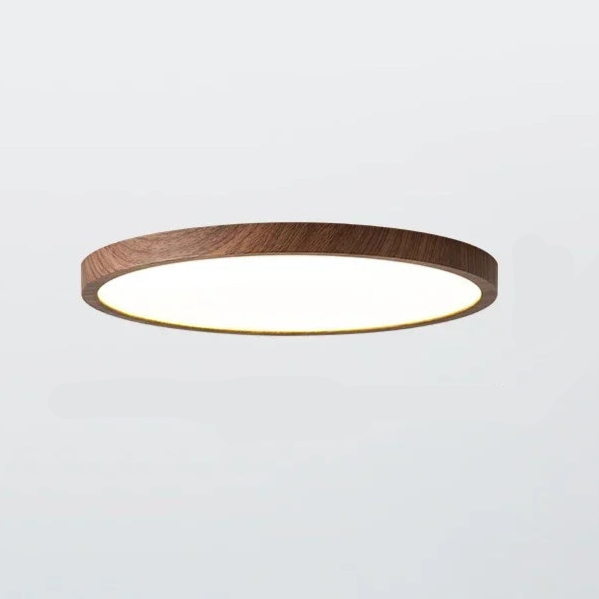NOUVEAU RICHE Ultraflache runde Deckenleuchte aus Walnussholz – Flache LED Deckenlampe in Holzoptik, einstellbares Licht, Ø 30 oder 40 cm Walnuss