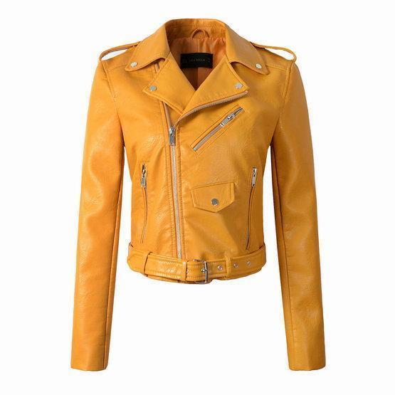 NOUVEAU RICHE Damen Bikerjacke Reißverschluss Klassisch Stilvoll Gelb