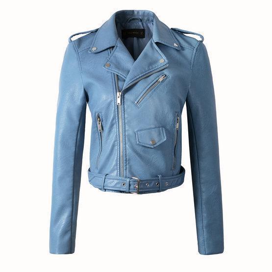 NOUVEAU RICHE Damen Bikerjacke Reißverschluss Klassisch Stilvoll Blau
