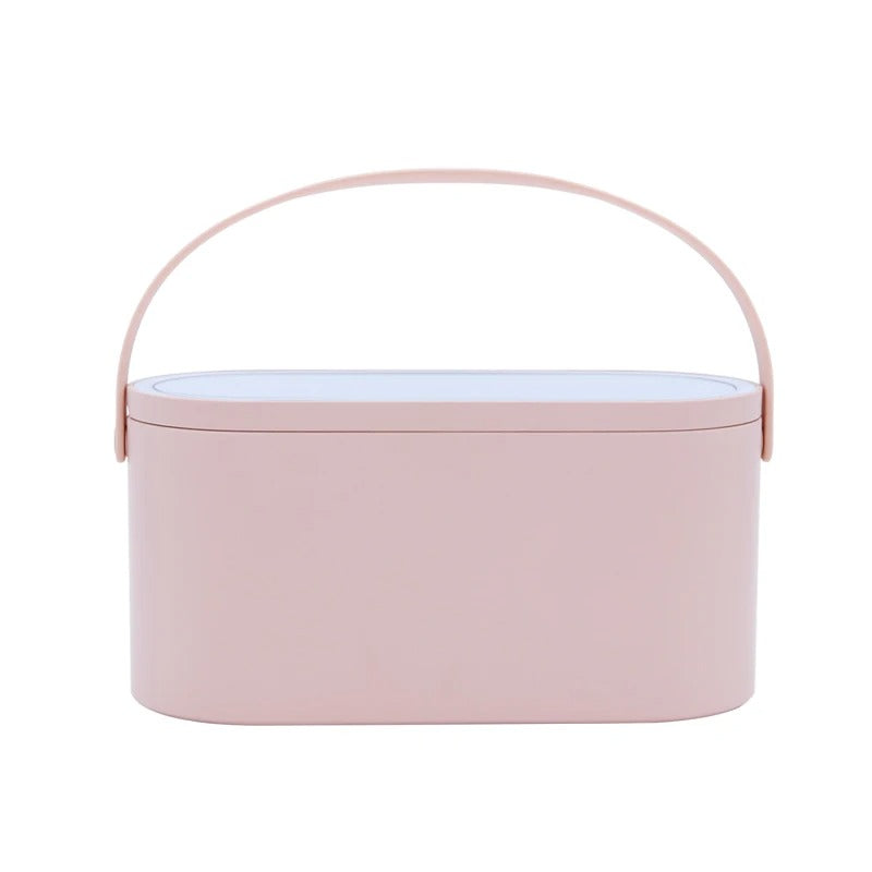 NOUVEAU RICHE Make-up Koffer mit LED-Spiegel – Reise-Kosmetikkoffer mit Licht und verstellbaren Fächern, Pink, Weiss oder Farbverlauf – Lumivault Pink