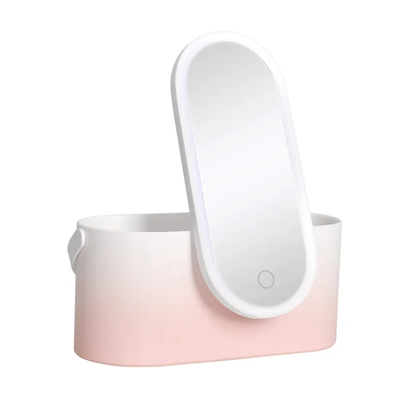 NOUVEAU RICHE Make-up Koffer mit LED-Spiegel – Reise-Kosmetikkoffer mit Licht und verstellbaren Fächern, Pink, Weiss oder Farbverlauf – Lumivault Farbverlauf