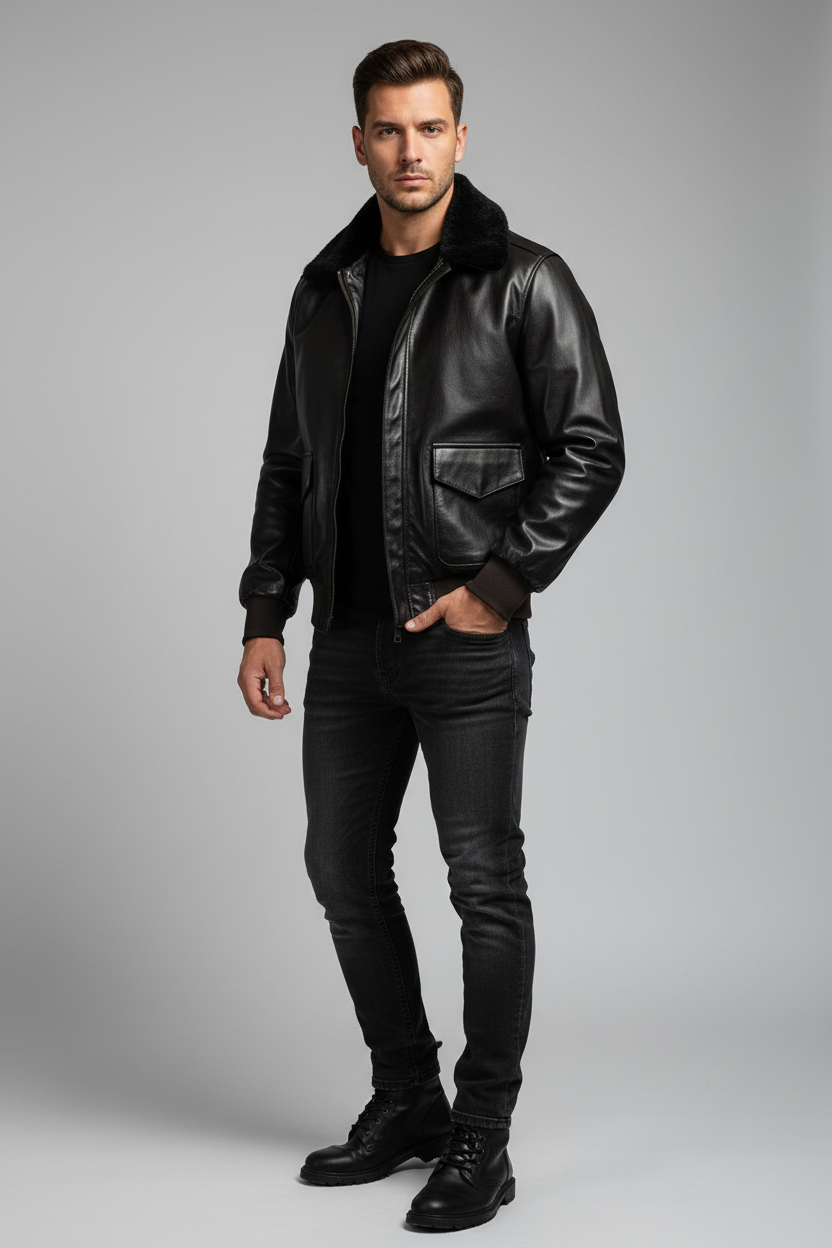 Winter Vintage Leder Motorradjacke Neville