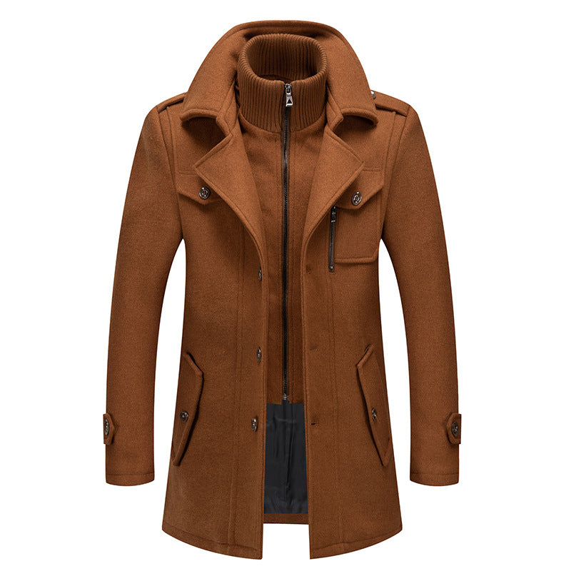 NOUVEAU RICHE Mane | Herren Wollmantel mit Stehkragen Braun