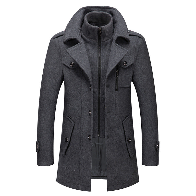 NOUVEAU RICHE Mane | Herren Wollmantel mit Stehkragen Grau