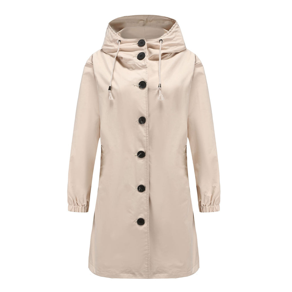 NOUVEAU RICHE Damen Leichte Regenjacke Für Damen Wasserabweisenden Schutz Beige