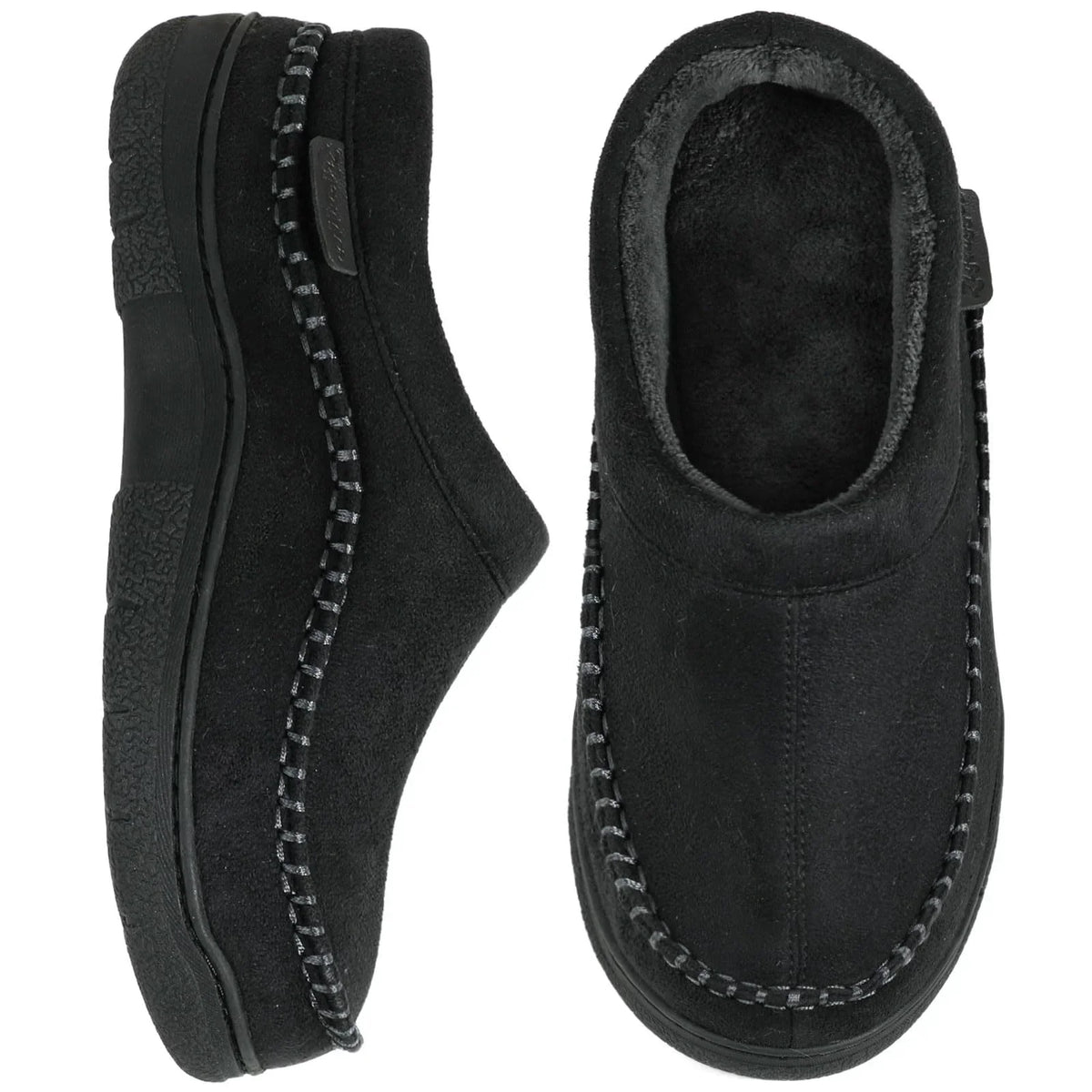 NOUVEAU RICHE Hausschuhe Herren warm gefüttert – Geschlossene Pantoffeln mit rutschfester Sohle, knöchelhoch, 5 Farben, Gr. 38–47 – Mane Schwarz
