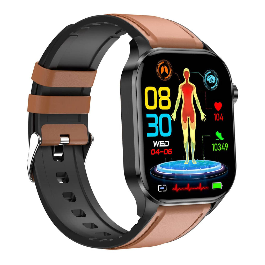 NOUVEAU RICHE Smartwatch mit Aktivitätstracking – Fitnessuhr mit Herzfrequenz-, Schritt- & Schlaftracking, Touchscreen, 4 Farben – HealthSync Braun