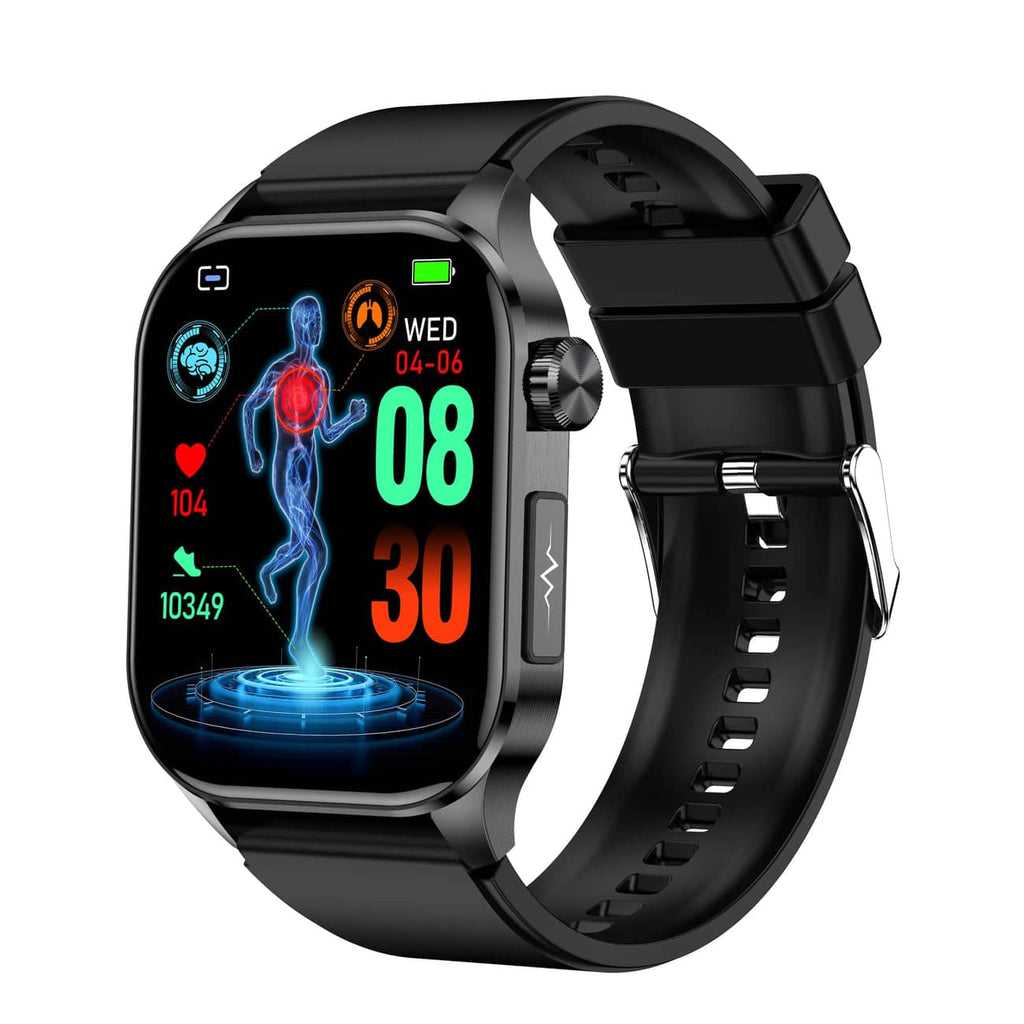 NOUVEAU RICHE Smartwatch mit Aktivitätstracking – Fitnessuhr mit Herzfrequenz-, Schritt- & Schlaftracking, Touchscreen, 4 Farben – HealthSync Schwarz