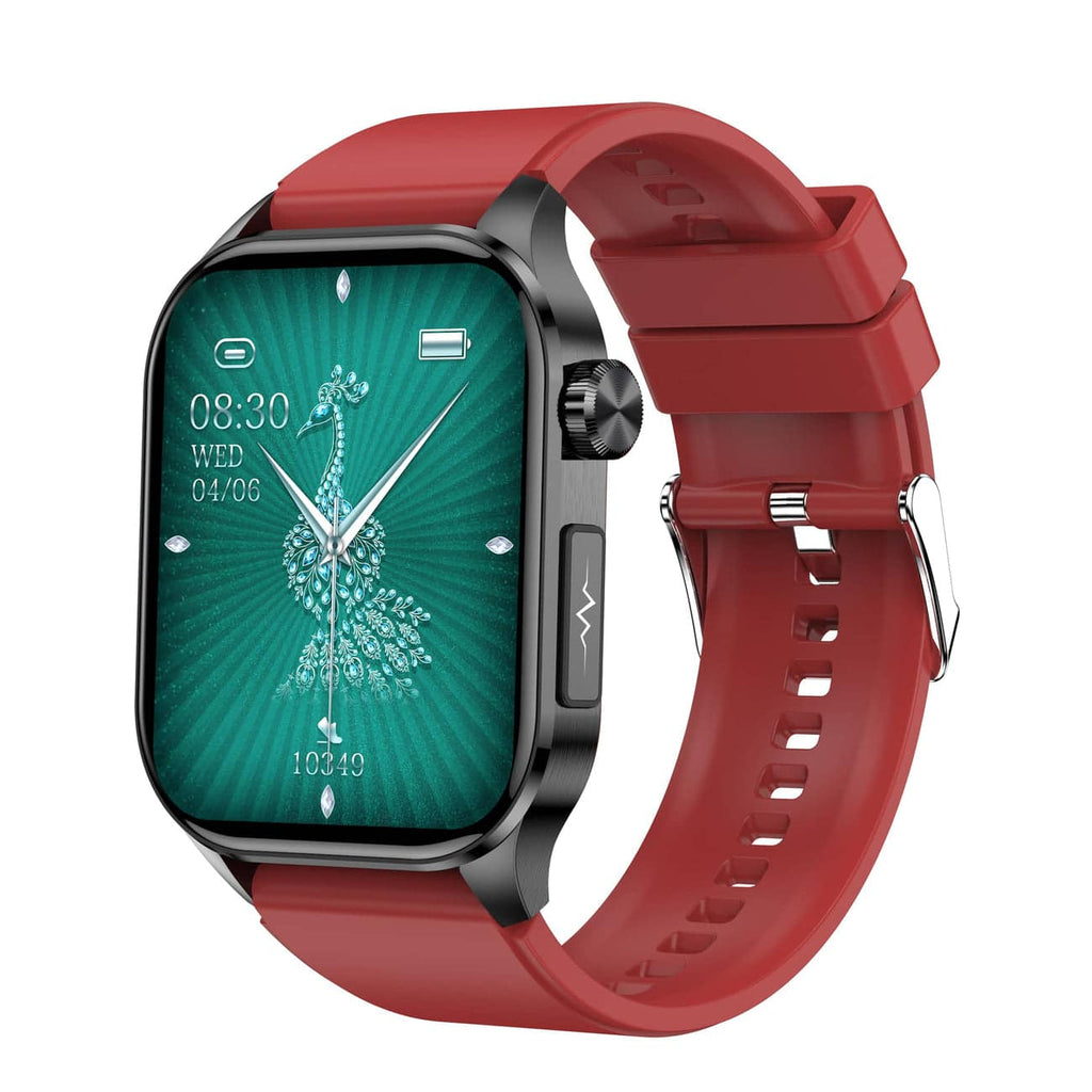 NOUVEAU RICHE Smartwatch mit Aktivitätstracking – Fitnessuhr mit Herzfrequenz-, Schritt- & Schlaftracking, Touchscreen, 4 Farben – HealthSync Rot