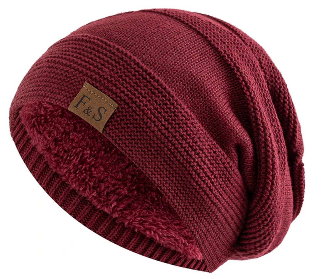 NOUVEAU RICHE Chāme | Warme Wintermütze mit Fleecefutter Rot 56cm-58cm