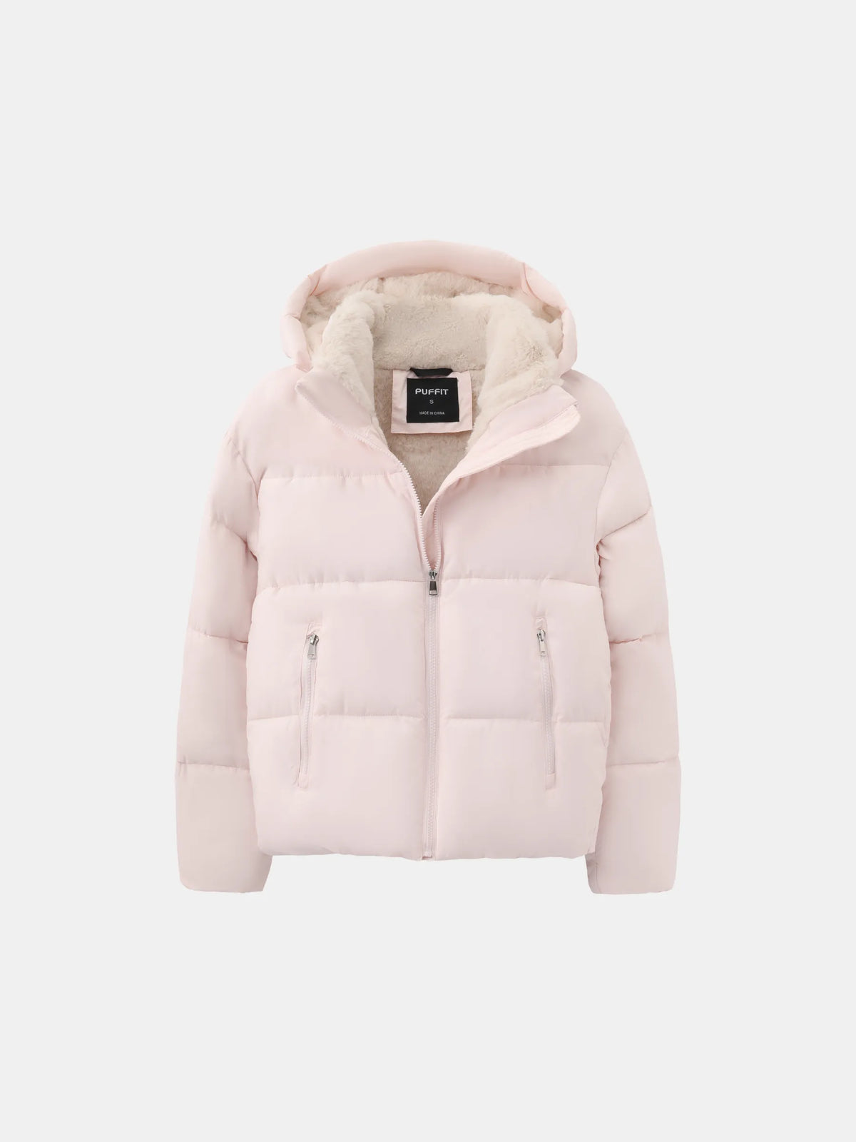 Amore | Kurze Damen Pufferjacke mit Abnehmbarer Kapuze - Warme Gesteppte Winterjacke mit Weichem Kunstpelzfutter & Reißverschluss