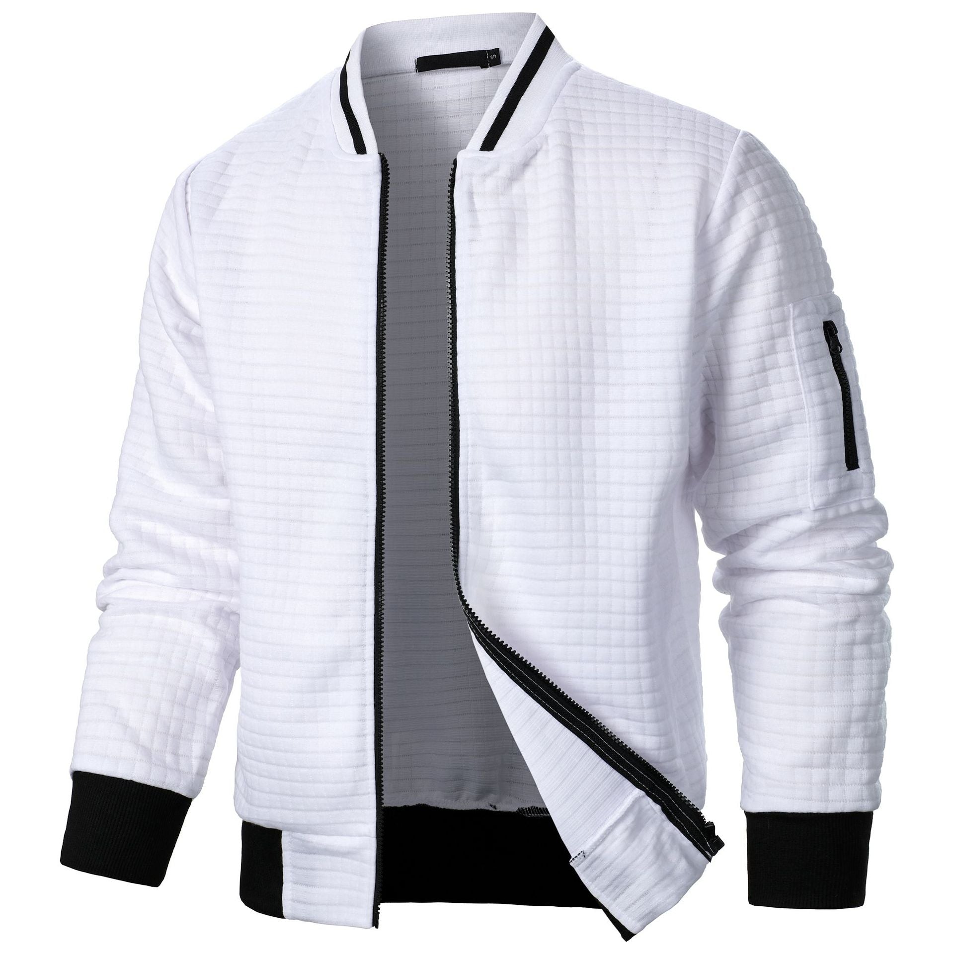 NOUVEAU RICHE Bequemer und warmer Herren Pullover mit Reißverschluss Weiß