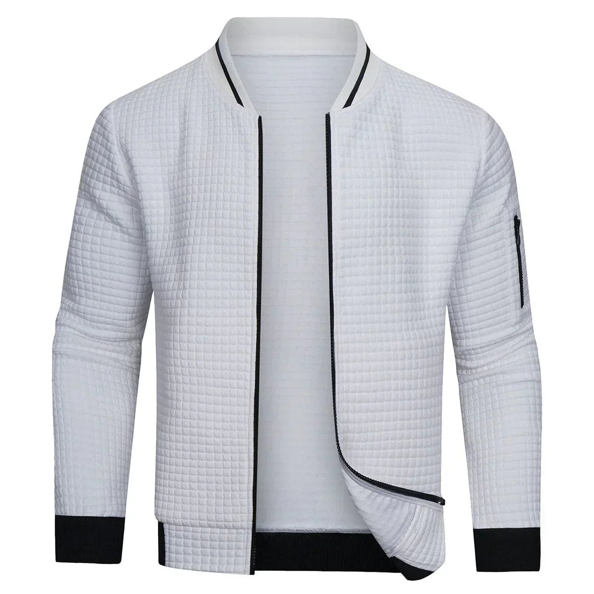 NOUVEAU RICHE Bequemer und warmer Herren Pullover mit Reißverschluss Weiß