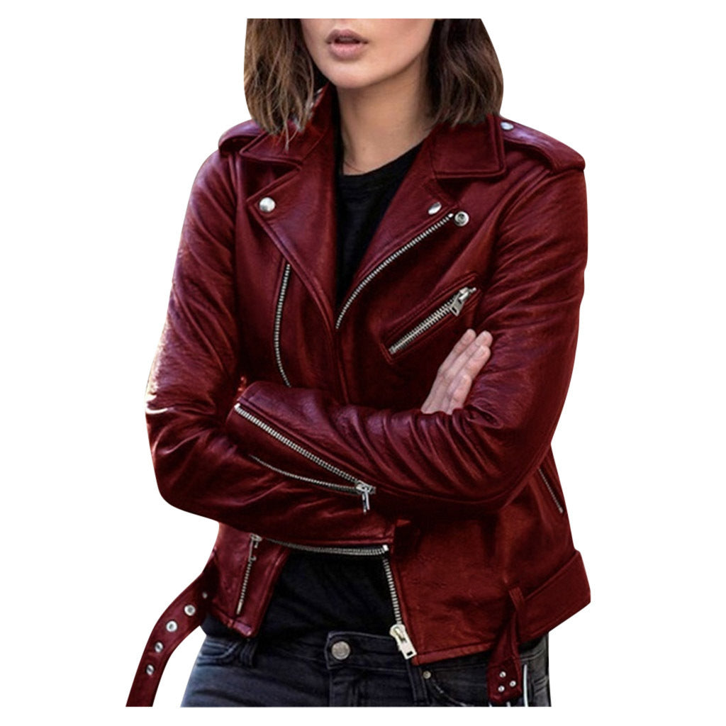 NOUVEAU RICHE Bikerjacke Damen Mit Reißverschluss Moderner Alltagslook Weinrot