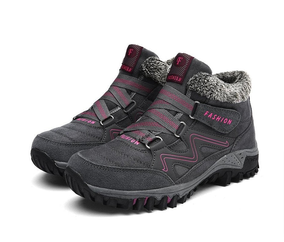 NOUVEAU RICHE Winterstiefel Mit Pelzfutter Warm Kuschelig Für Wintertage Grau Rot