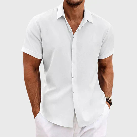 NOUVEAU RICHE Button Up Hemd Leicht Sommerlich Bequem Für Herren Weiß