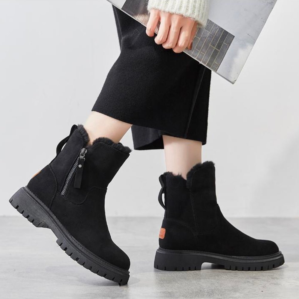 NOUVEAU RICHE Wildlederstiefel Damen Warmfutter Bequem Winterstiefel