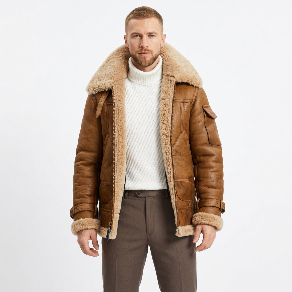 NOUVEAU RICHE Gefütterte Herren Lederjacke – Winter Lederjacke mit warmem Futter, für Freizeit & Ausgang, 4 Farben, S–5XL – Hermosa