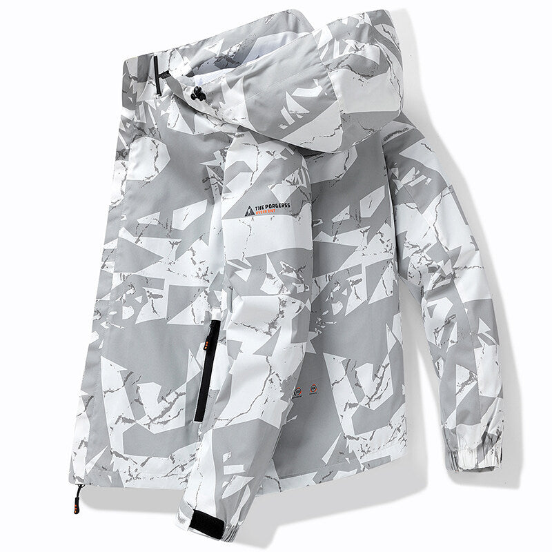 NOUVEAU RICHE Herren Stylische Skijacke Mit Kapuze Sportliches Design Weiß