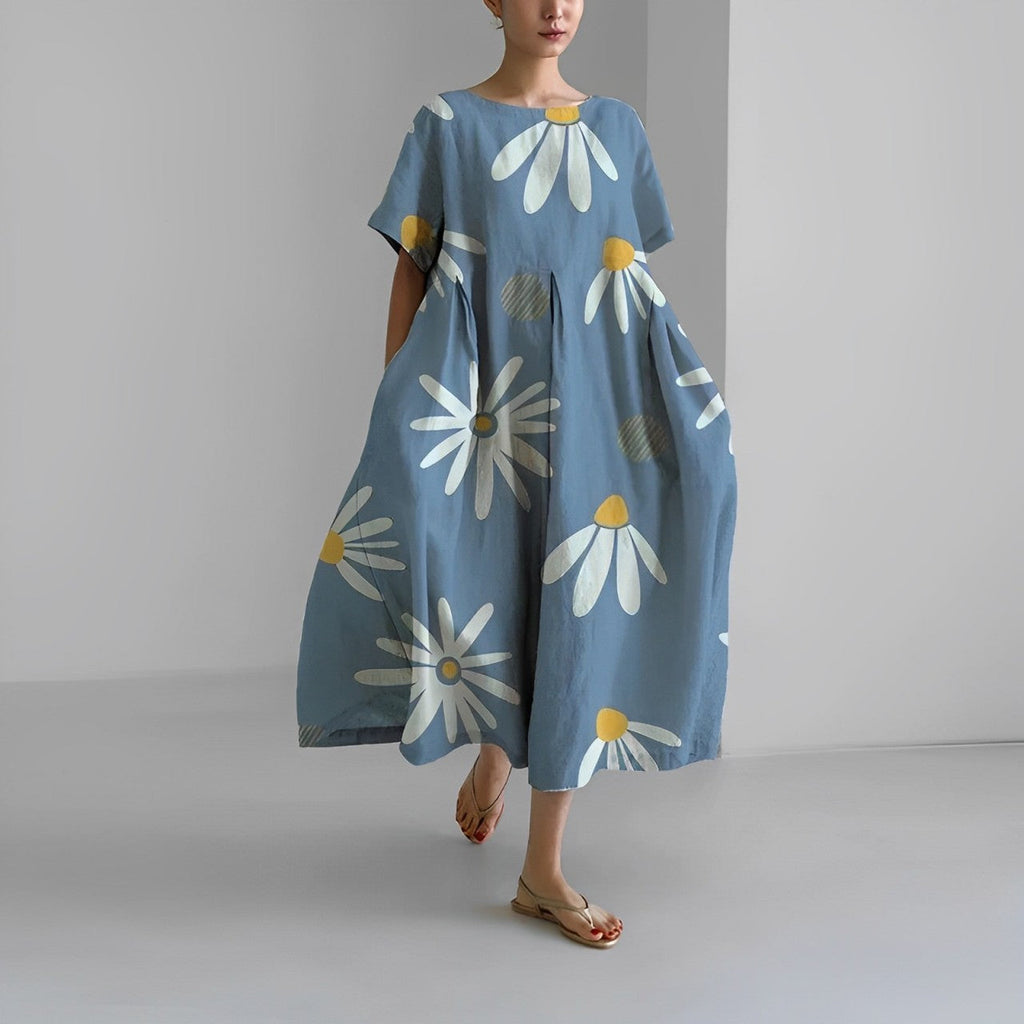 NOUVEAU RICHE Kleid Damen Bedrucktes Baumwollkleid Blumendruck Sommer Frühlingsblume