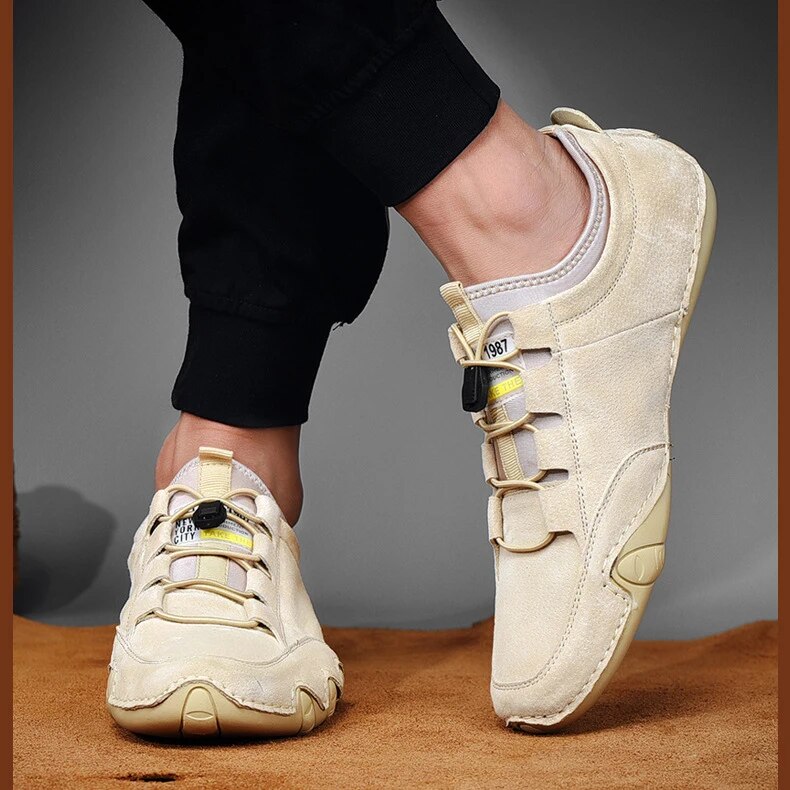 NOUVEAU RICHE Loafer Herren Lederschuhe Echtes Leder Komfort Bequem Beige