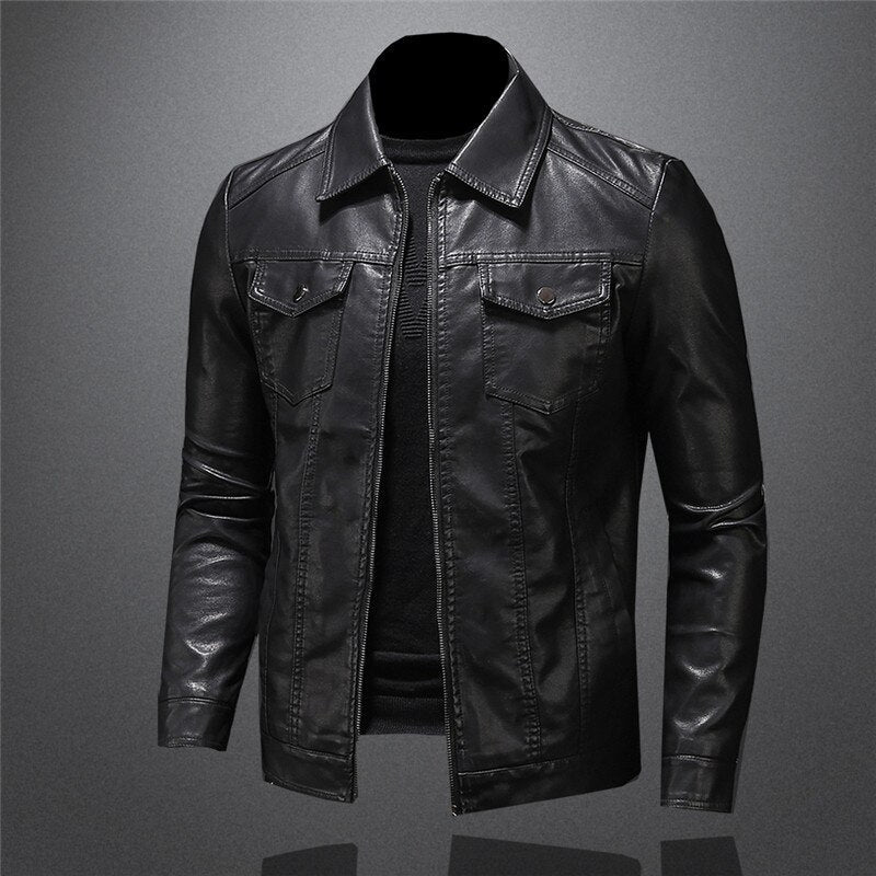 NOUVEAU RICHE Lederjacke Herren Vintage Stil Braun Freizeit Outdoor
