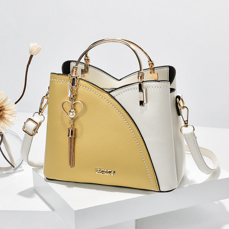 NOUVEAU RICHE Damen Handtasche – Elegante Tasche mit Stil und Hoher Praktikabilität Gelb Weiß