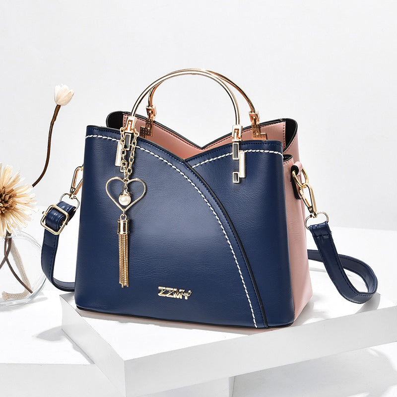 NOUVEAU RICHE Damen Handtasche – Elegante Tasche mit Stil und Hoher Praktikabilität Dunkelblau Rosa