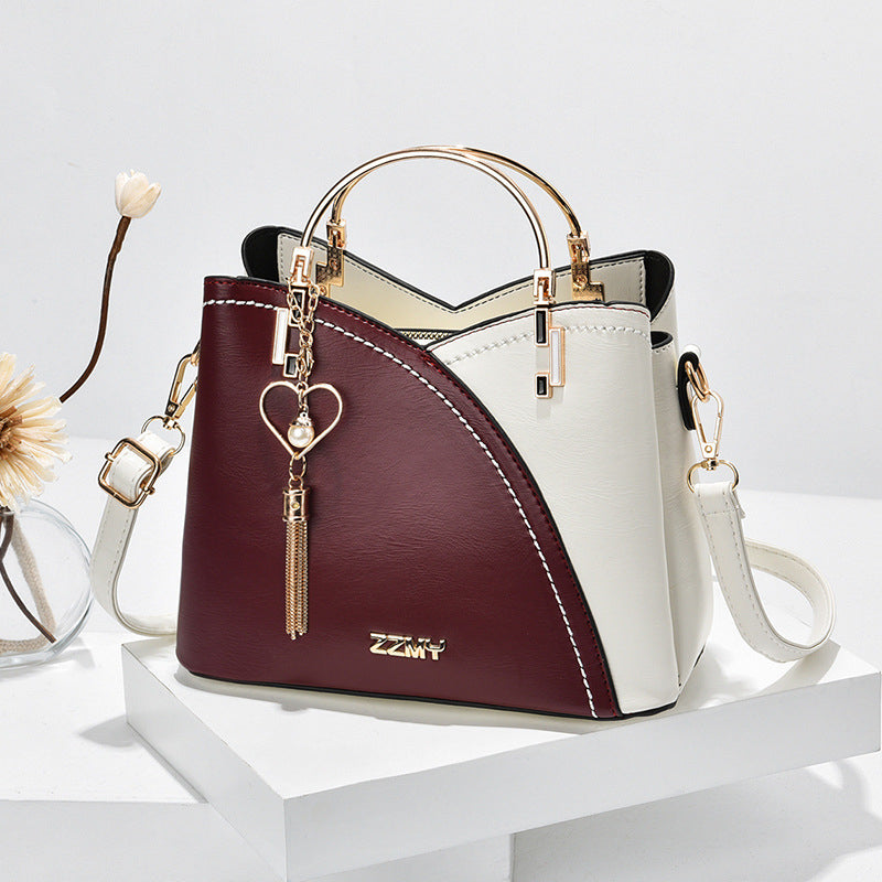 NOUVEAU RICHE Damen Handtasche – Elegante Tasche mit Stil und Hoher Praktikabilität Weinrot Weiß